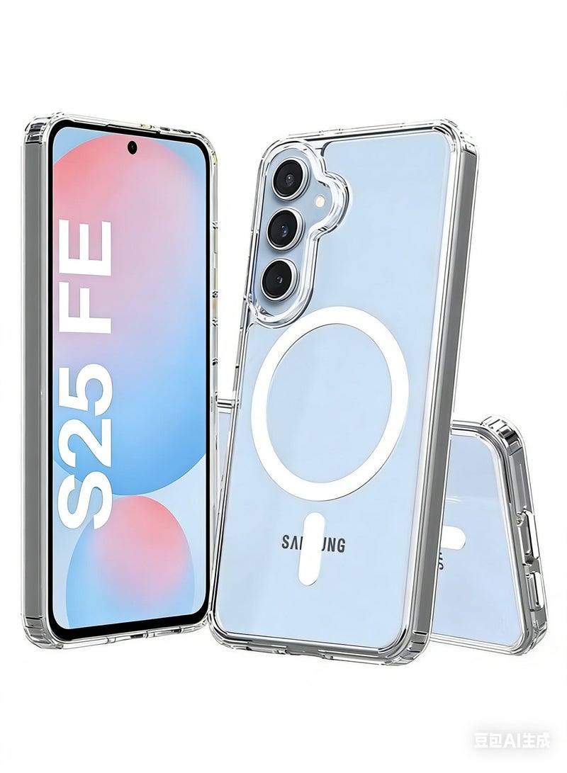 بشكل مختصر حافظة سامسونج جالاكسي S25 S25 FE 5G 2025، غطاء مغناطيسي متوافق مع MagSafe، غطاء خلفي صلب ونحيف مقاوم للصدمات، يدعم الشحن اللاسلكي - Image 1